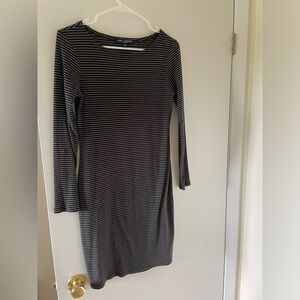 Striped long sleeve bodycon dress